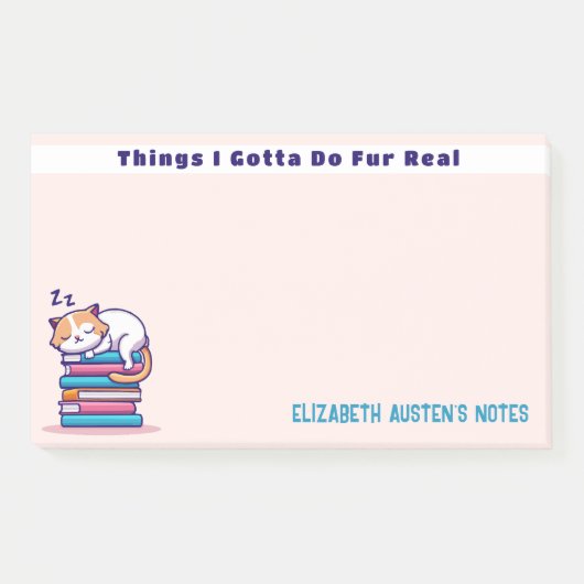 かわいい読者の本を積み重ねた猫パーソナライズされた|過去記事 ポストイット (正面)