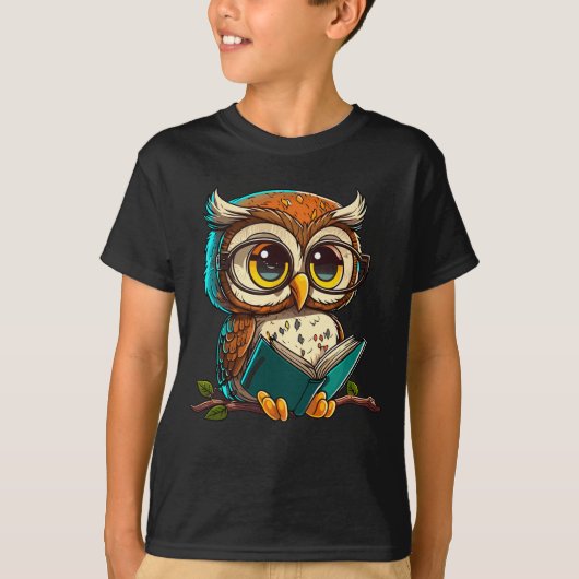 かわいい読Owl読 Book's Bookworm Library Boo Tシャツ (正面)