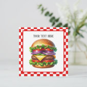 かわいい調理師アウトハンバーガーのカスタマイズ可能なパーティー紙 招待状 (スタンド正面)