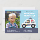 かわいい警官が少年誕生日パーティーの写真 招待状 (正面)