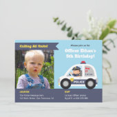 かわいい警官が少年誕生日パーティーの写真 招待状 (スタンド正面)