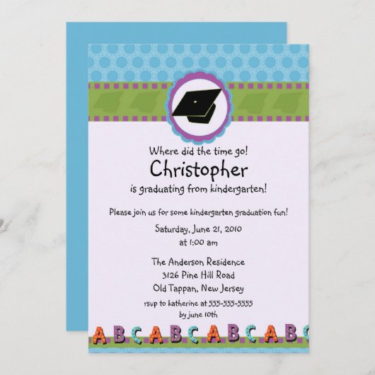 かわいい警官の幼稚園の卒業の招待状 招待状 (正面/裏面)