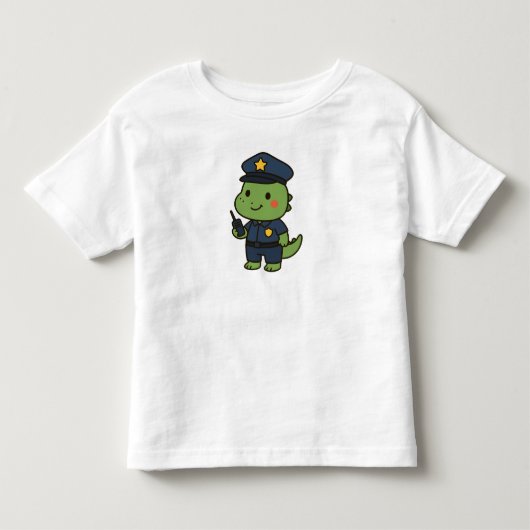 かわいい警官恐竜 - かわいい恐竜の仕事 トドラーTシャツ (正面)