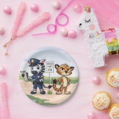 かわいい警察のシマウマとチーター ペーパープレート (パーティー)