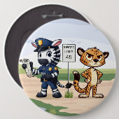 かわいい警察のシマウマとチーター 缶バッジ (正面&裏面)