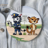 かわいい警察のシマウマとチーター 缶バッジ (インサイチュ)