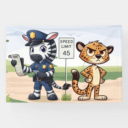 かわいい警察ゼブラ＆チーター 横断幕 (横)