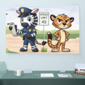 かわいい警察ゼブラ＆チーター 横断幕 (トレードショー)