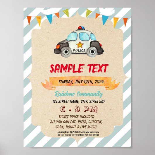 かわいい警察テーマチラシ ポスター (正面)