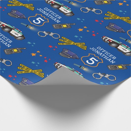 かわいい警察官と車の誕生日パーティー ラッピングペーパー