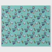 かわいい警察官と車の誕生日パーティー ラッピングペーパー (フラット)