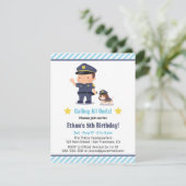 かわいい警察官の男の子と犬の誕生日パーティー 招待状 (スタンド正面)
