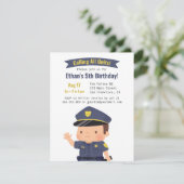 かわいい警察官の男の子の誕生日パーティー 招待状 (スタンド正面)