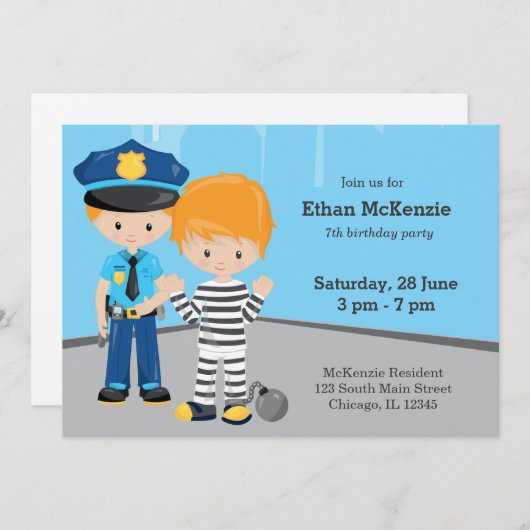 かわいい警察官 招待状 (正面/裏面)