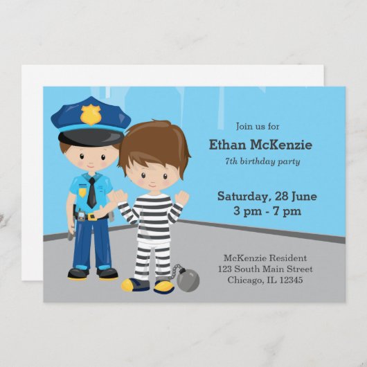 かわいい警察官 招待状 (正面/裏面)