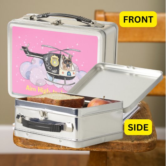 かわいい警察犬K9 – ヘリコプター上のユニット メタルランチボックス