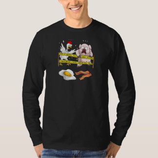 かわいい警察線は鶏の豚おもしろいEaを横断しない Tシャツ