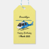 かわいい警察署ヘリコプターのチョッパー漫画 ギフトタグ (裏面)