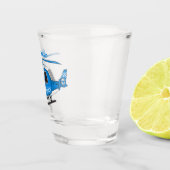 かわいい警察署ヘリコプターのチョッパー漫画 ショットグラス (右)