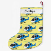 かわいい警察署ヘリコプターのチョッパー漫画 スモールクリスマスストッキング (裏面)