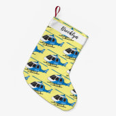 かわいい警察署ヘリコプターのチョッパー漫画 スモールクリスマスストッキング (正面 (吊り時))