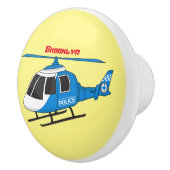 かわいい警察署ヘリコプターのチョッパー漫画 セラミックノブ (右)