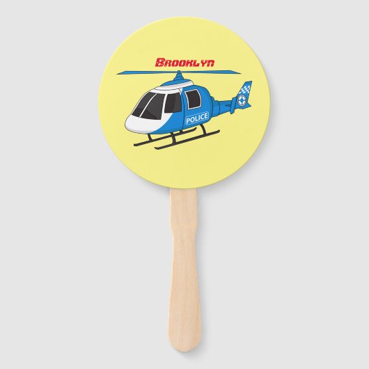 かわいい警察署ヘリコプターのチョッパー漫画 ハンドファン (正面)