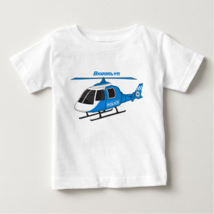 かわいい警察署ヘリコプターのチョッパー漫画 ベビーTシャツ