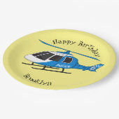 かわいい警察署ヘリコプターのチョッパー漫画 ペーパープレート (アングル)