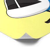 かわいい警察署ヘリコプターのチョッパー漫画 ポスター (角)