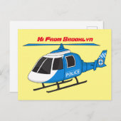 かわいい警察署ヘリコプターのチョッパー漫画 ポストカード (正面/裏面)