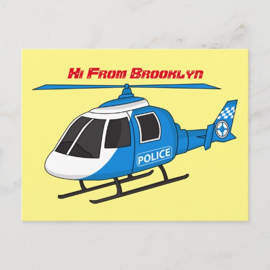 かわいい警察署ヘリコプターのチョッパー漫画 ポストカード (正面)