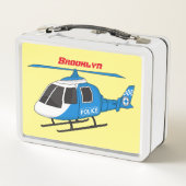 かわいい警察署ヘリコプターのチョッパー漫画 メタルランチボックス (裏面)