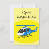 かわいい警察署ヘリコプターのチョッパー漫画 招待状 (裏面)