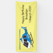 かわいい警察署ヘリコプターのチョッパー漫画 横断幕 (縦)