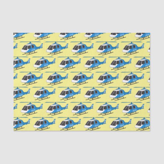 かわいい警察署ヘリコプターのチョッパー漫画 薄葉紙 (正面)