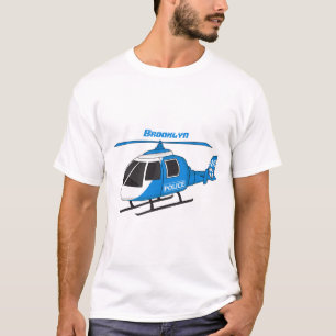 かわいい警察署ヘリコプターのチョッパー漫画 Tシャツ