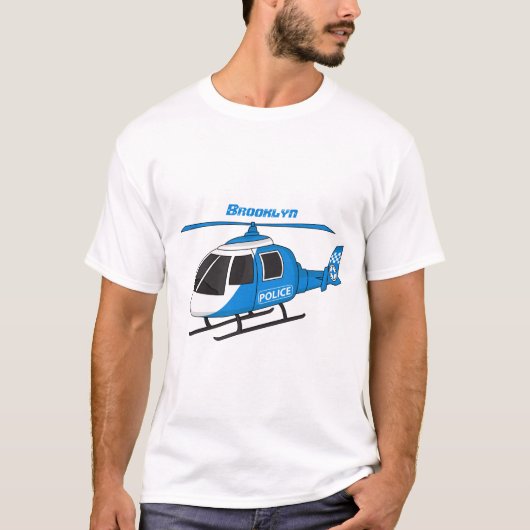 かわいい警察署ヘリコプターのチョッパー漫画 Tシャツ (正面)