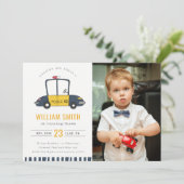 かわいい警察車の子供たち写真任意の年齢誕生日招待状 サンキューカード (スタンド正面)