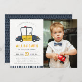 かわいい警察車の子供たち写真任意の年齢誕生日招待状 サンキューカード (正面/裏面)