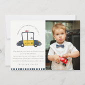 かわいい警察車両レスキュー子供の写真 誕生日 どんな年齢でも サンキューカード (正面)
