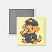 かわいい警察金レトリエバーマグネットかわいい犬 マグネット (正面/裏面)