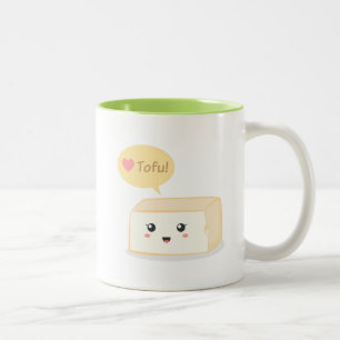 かわいい豆腐が人々に豆腐を愛するように促しています ツートーンマグカップ