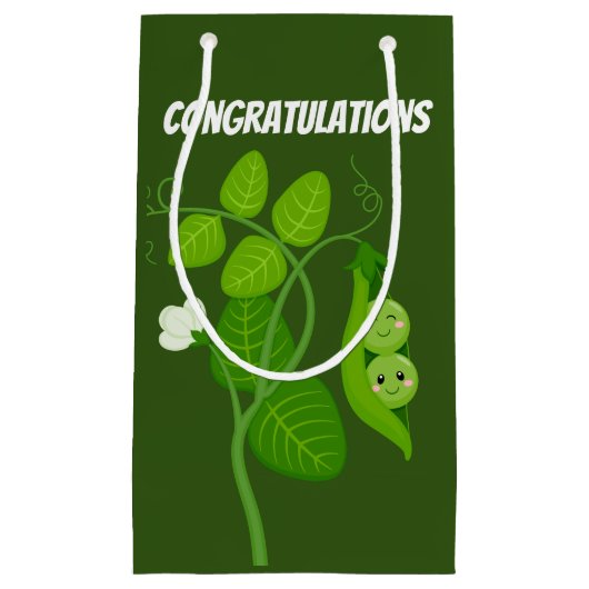 かわいい豆2頭がおめでとう スモールペーパーバッグ (正面)