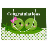 かわいい豆2頭がおめでとう ラージペーパーバッグ (正面)