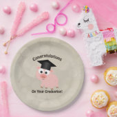 かわいい豚が卒業おめでとう ペーパープレート (パーティー)