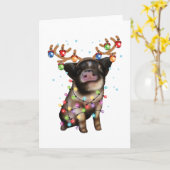 かわいい豚さん、豚ラバー 面白いクリスマスホリデーギフト カード (黄色い花)
