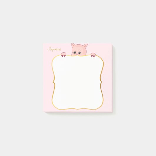 かわいい豚とオリジナルテキスト ポストイット (正面)