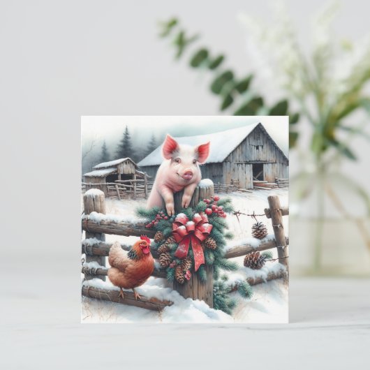 かわいい豚とチキンクリスマスファームパーソナライズされた (スタンド正面)