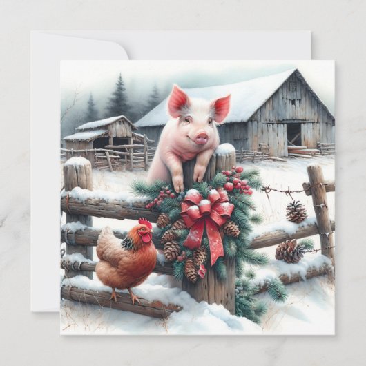 かわいい豚とチキンクリスマスファームパーソナライズされた (正面)